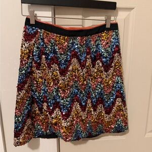 Multicolor Sequin Zigzag Skirt by Maeve